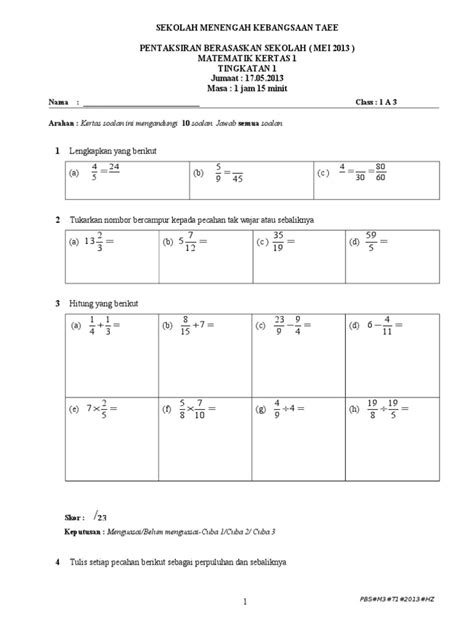 Cara Menjawab Soalan Matematik Tingkatan 1 Image