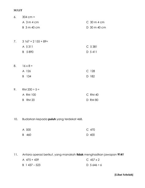 Contoh Soalan Matematik Tahun 6 Format Baru Image