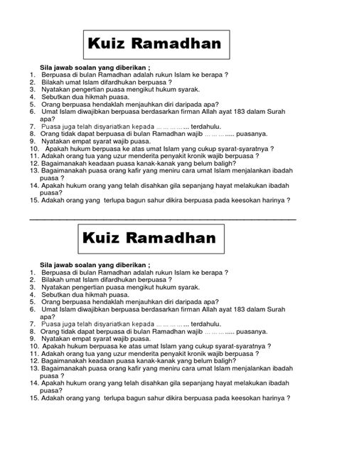 Soalan Kuiz Ramadhan Sekolah Rendah Image